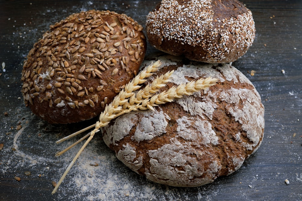 Variety of fresh pastries and bread